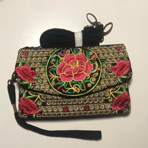 Purse with floral embroidery from Mexico